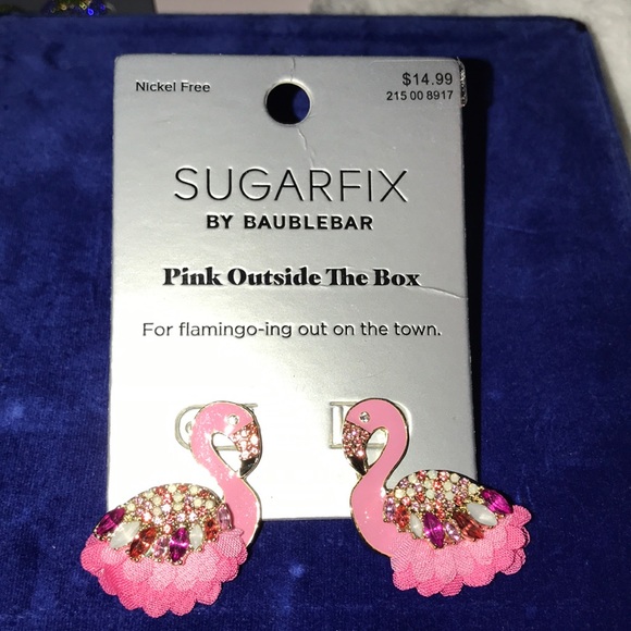 Sugarfix by BAUBLEBAR Pink Outside The Box Flamingo earrings pink gold N… - Picture 1 of 7
